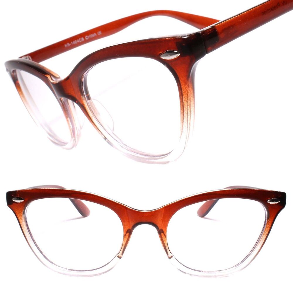 Classy Elegant Retro Cat Eye Style Clear Lens Eye Glasses Brown Fashion Frame